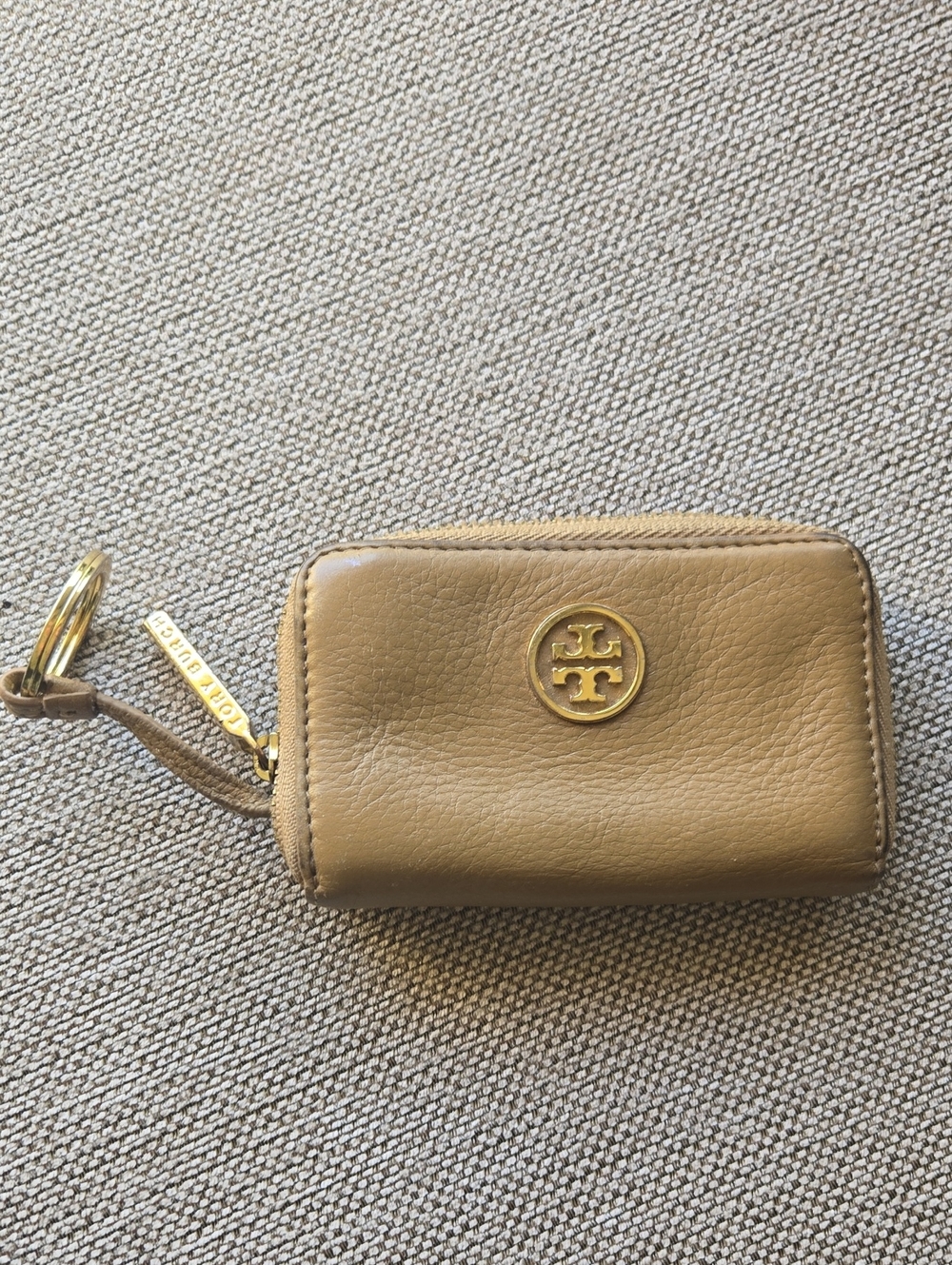 Tory Burch Brown Leather Zip Key Case